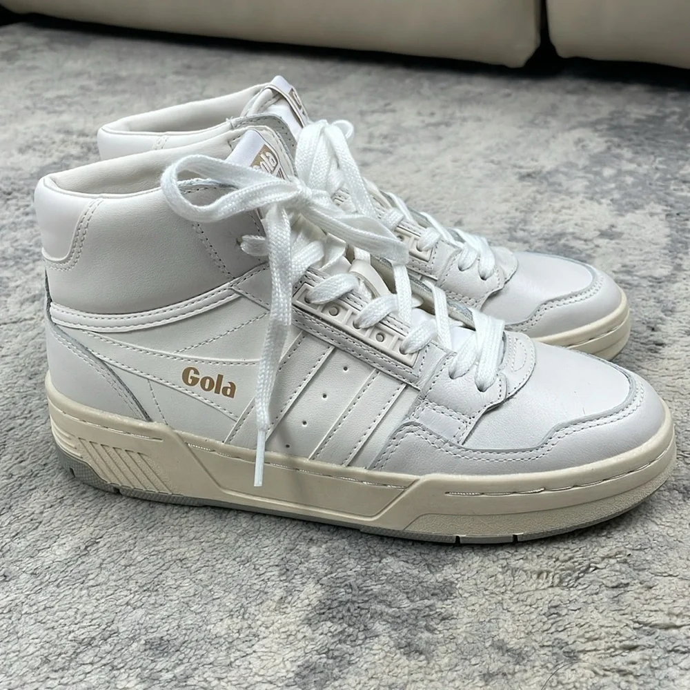 NIB Gola Challenge High Sneakers White Leather Hi Top Retro 80s Style Sz 6.5